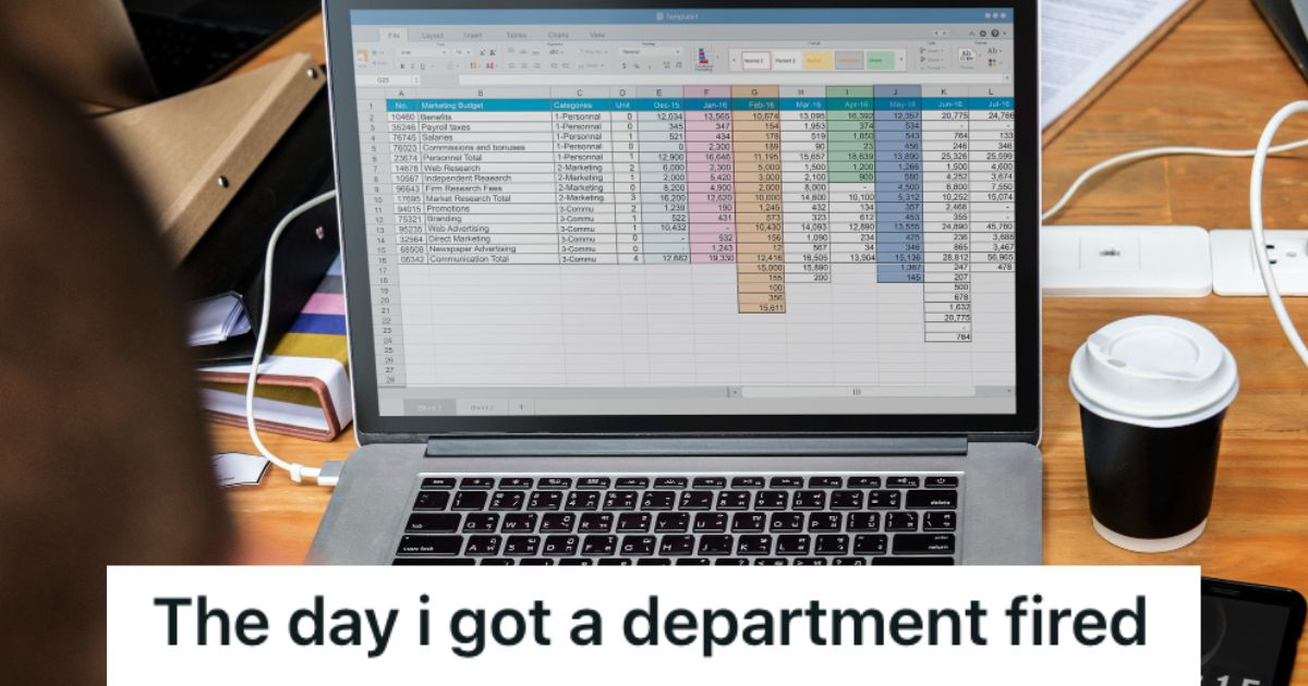 Employee working on a spreadsheet with numbers and colorful columns