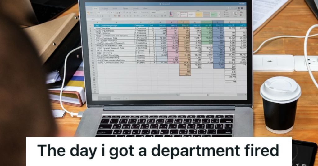 Employee working on a spreadsheet with numbers and colorful columns