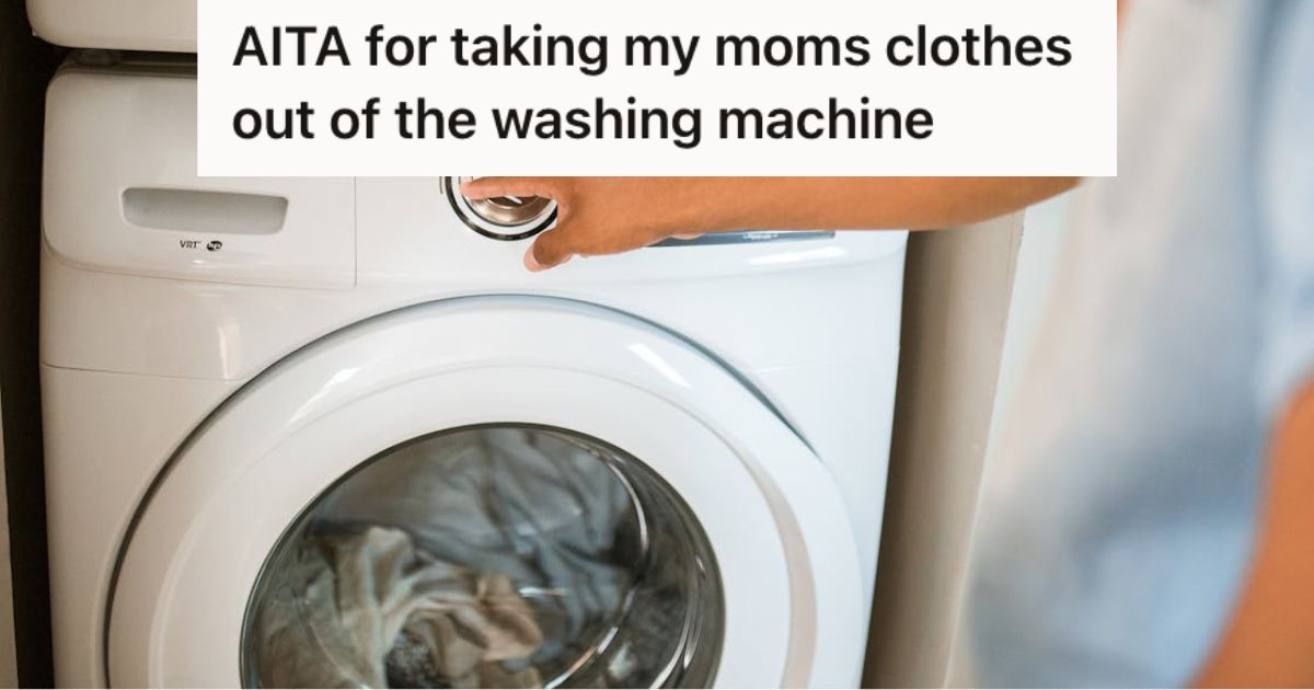 Person using the washing machine to wash their clothes