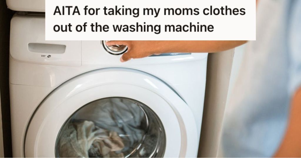 Person using the washing machine to wash their clothes