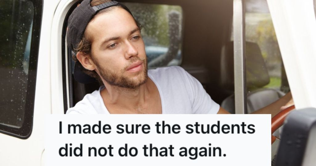 Truck driver looking atthe side mirror