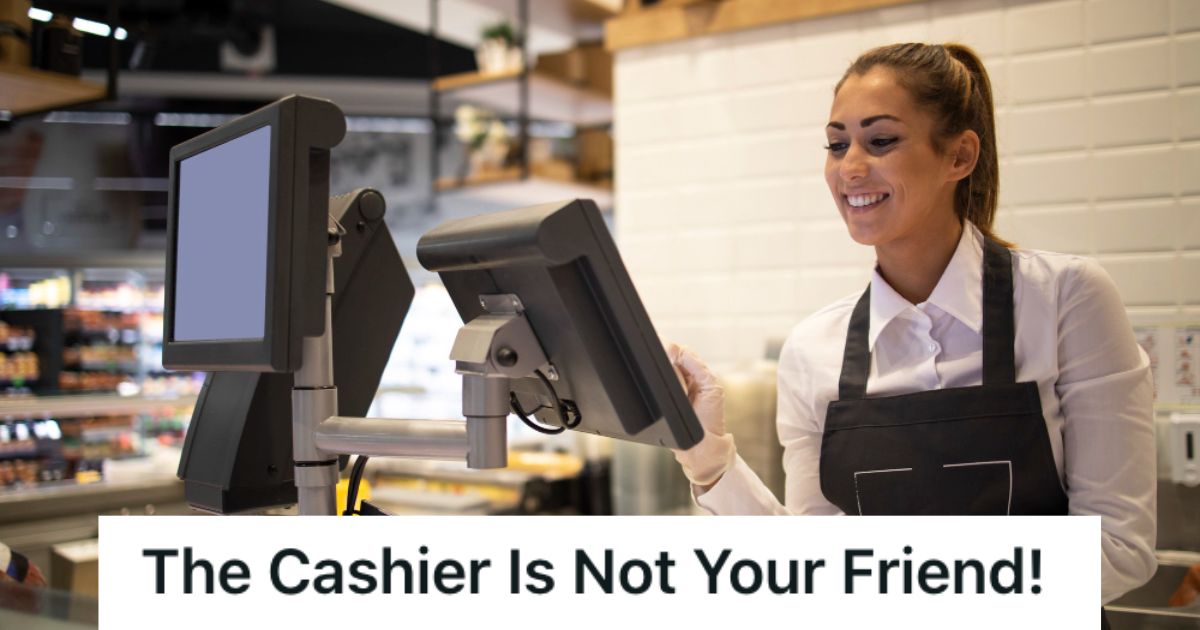 Cashier pressing some keys on the cashier screen