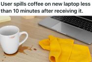 Employee Spent Hours Setting Up A Brand New Laptop For His Coworker, But Minutes After He Handed It Over, The Coworker Spilled Coffee