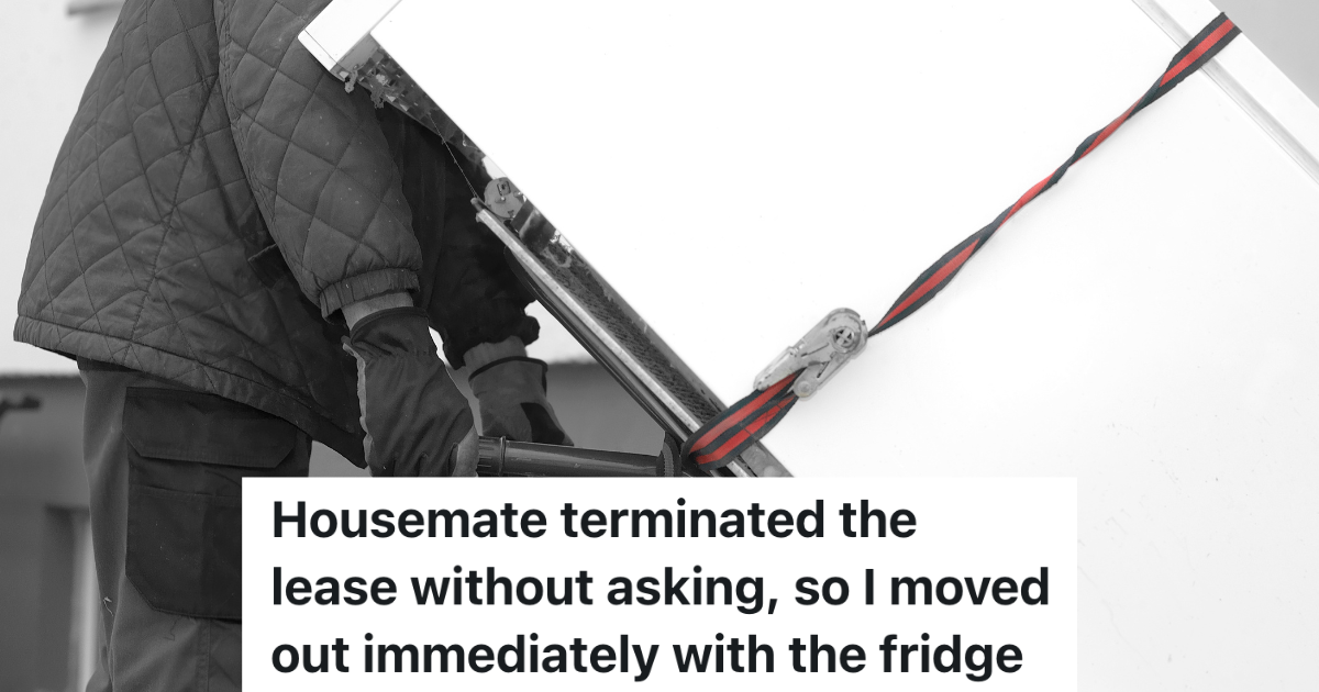 moving a white refrigerator