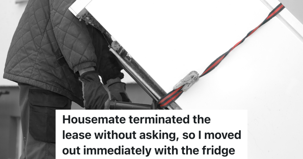 moving a white refrigerator