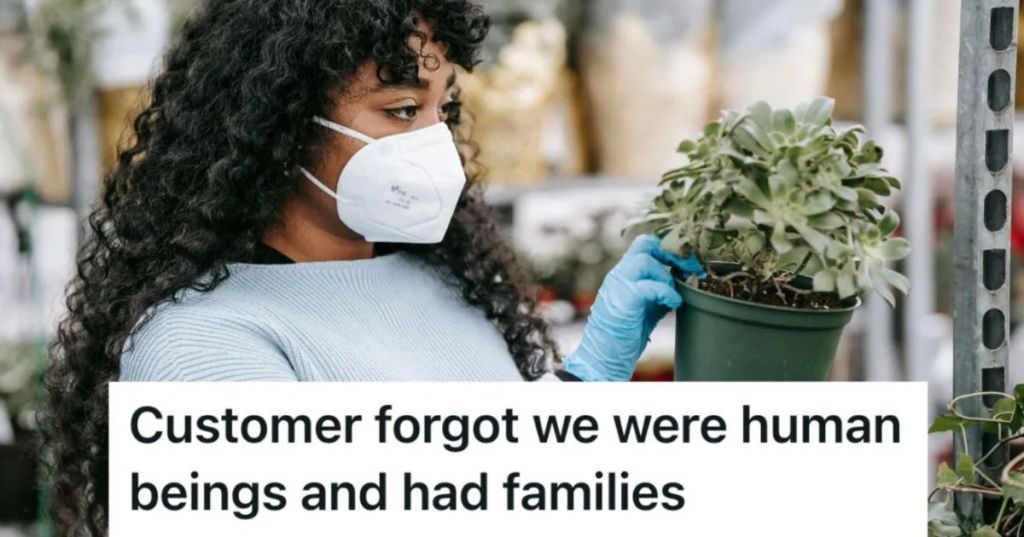 Woman shopping for potted plants