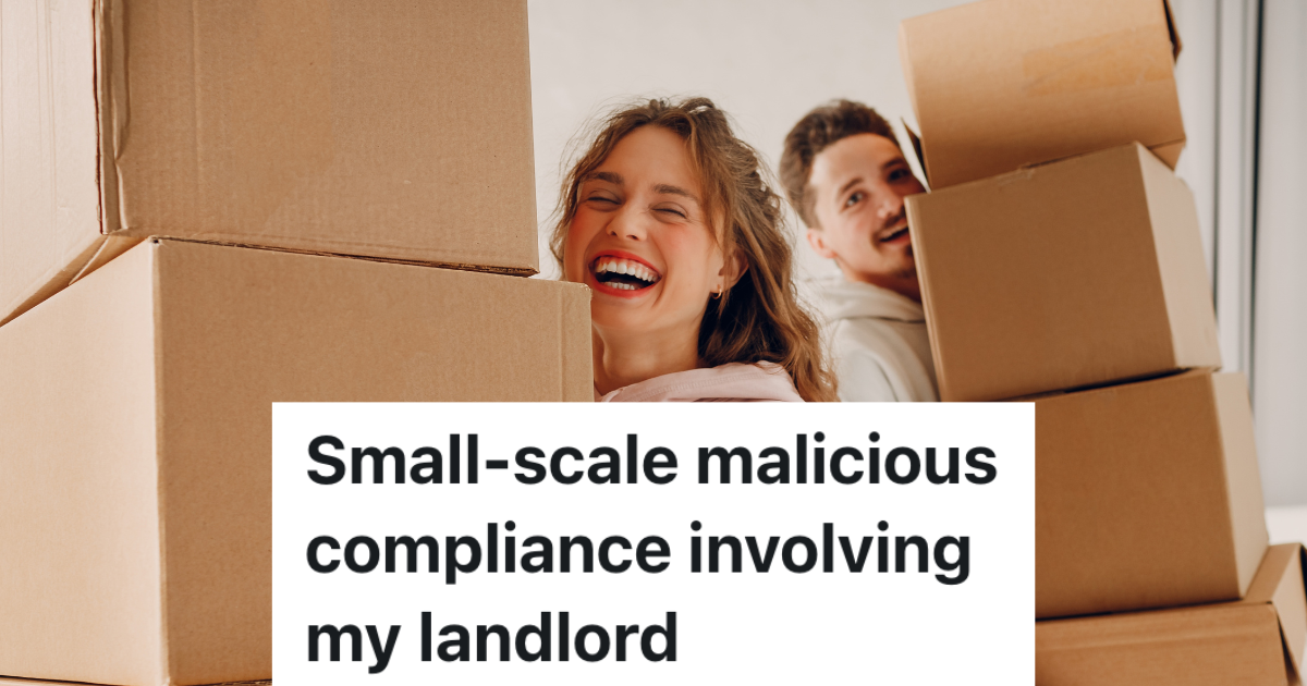 Landlord Wants To Charge Renters Thousands of Dollars To Break Their Lease Early, So They Decide To Keep Paying Rent happy couple carrying stack of moving boxes