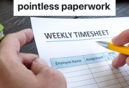 Civil Engineer Thinks Time Forms Should Be Filled Out On A Computer Not On Paper, So He Points Out His Suggestion To Human Resources