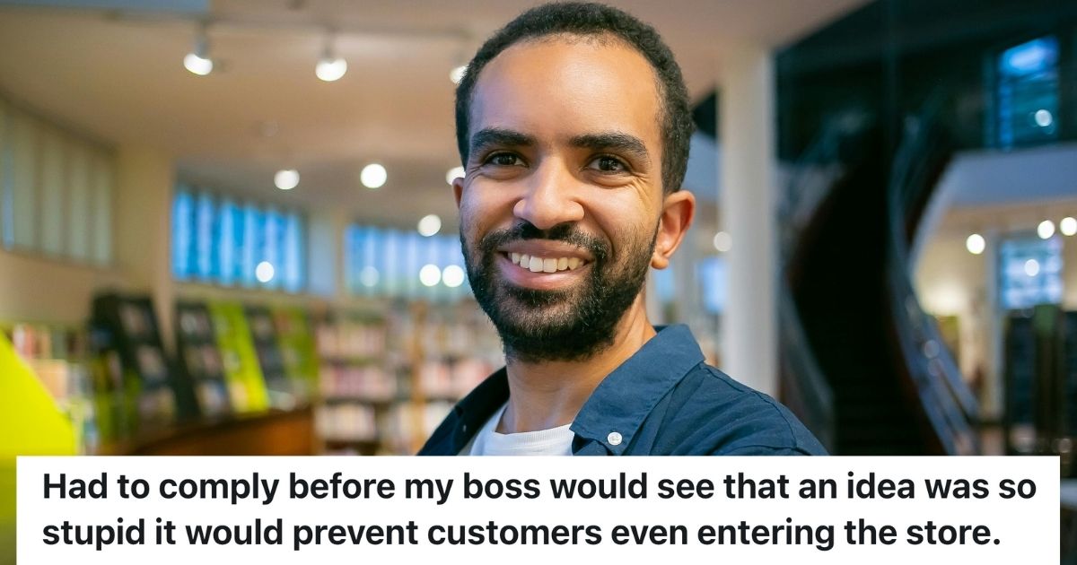 Man smiling in a store