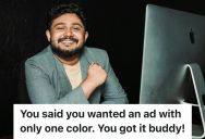 Graphic Designer’s Client Forbid Him To Use More And More Colors Until Blue Was The Only One Left, So He Made All Elements The Same Shade Of Blue