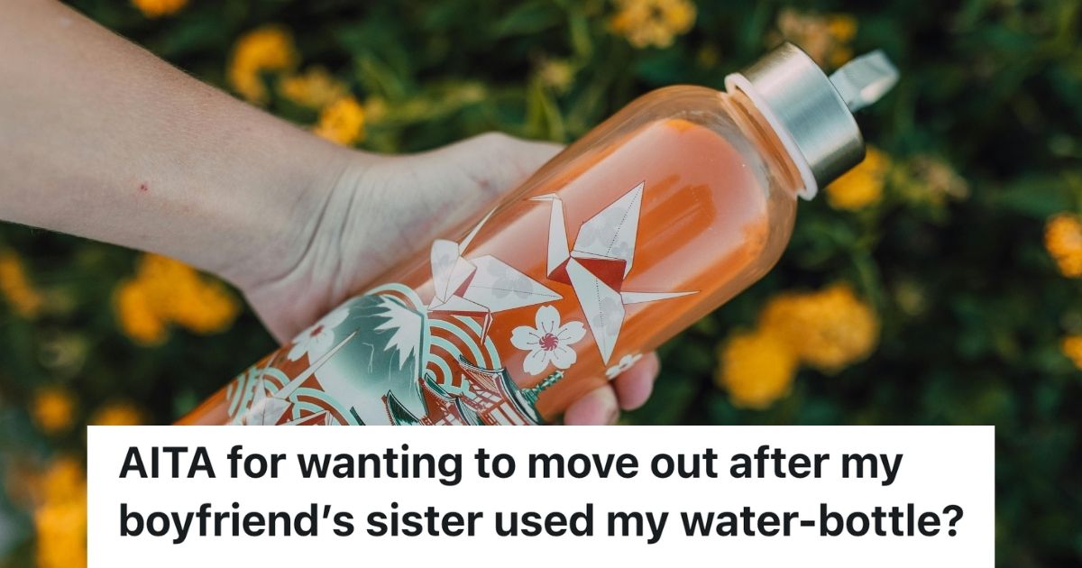 Young Woman Lacks Boundaries Living With Boyfriend And His Siblings, And She Wants To Move Out Because His Sister Took Her Water Bottle Hand holding a colorful reusable water bottle
