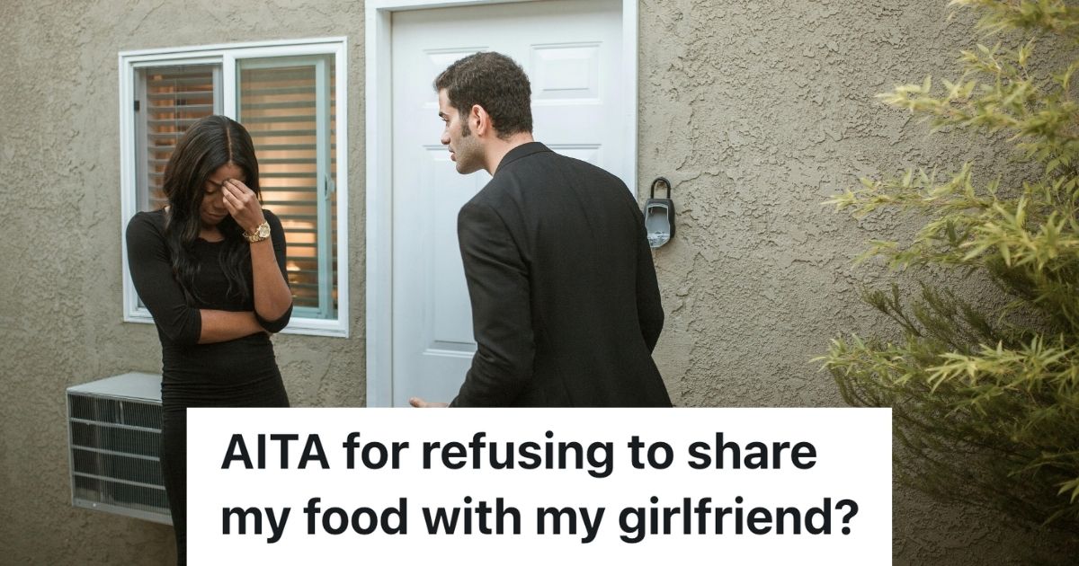 Man and woman arguing in front of home