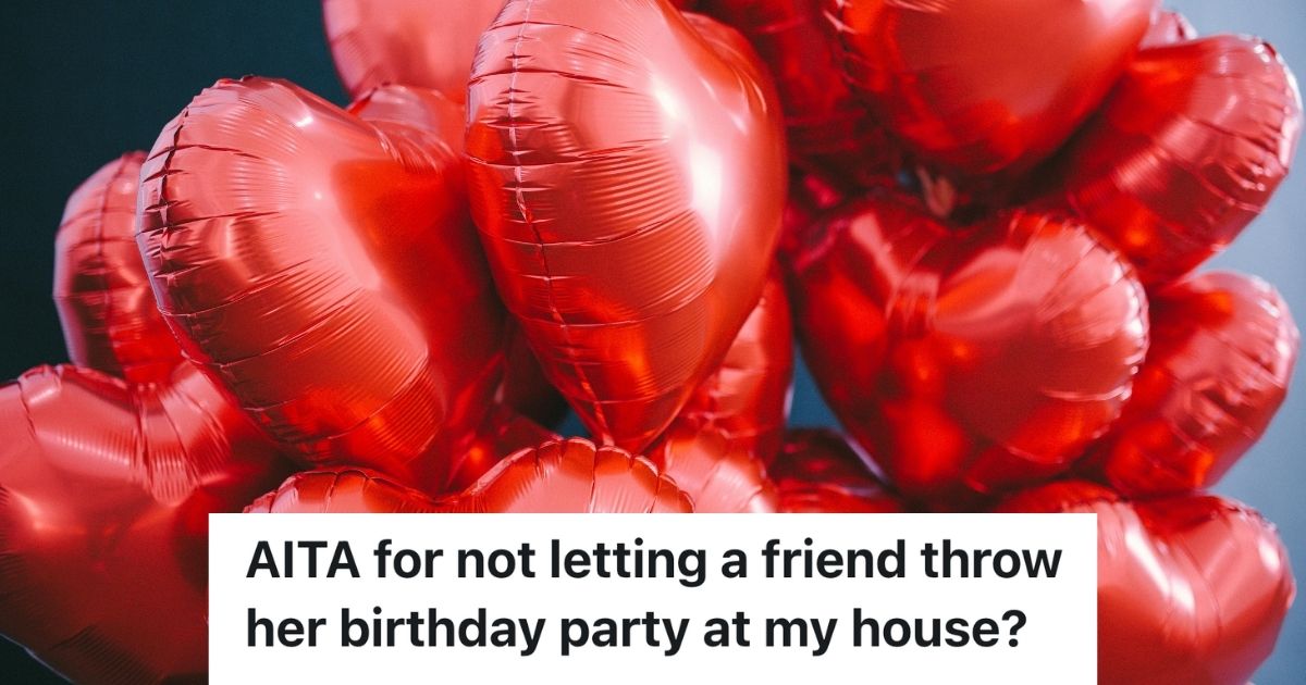 A bouquet of red heart balloons