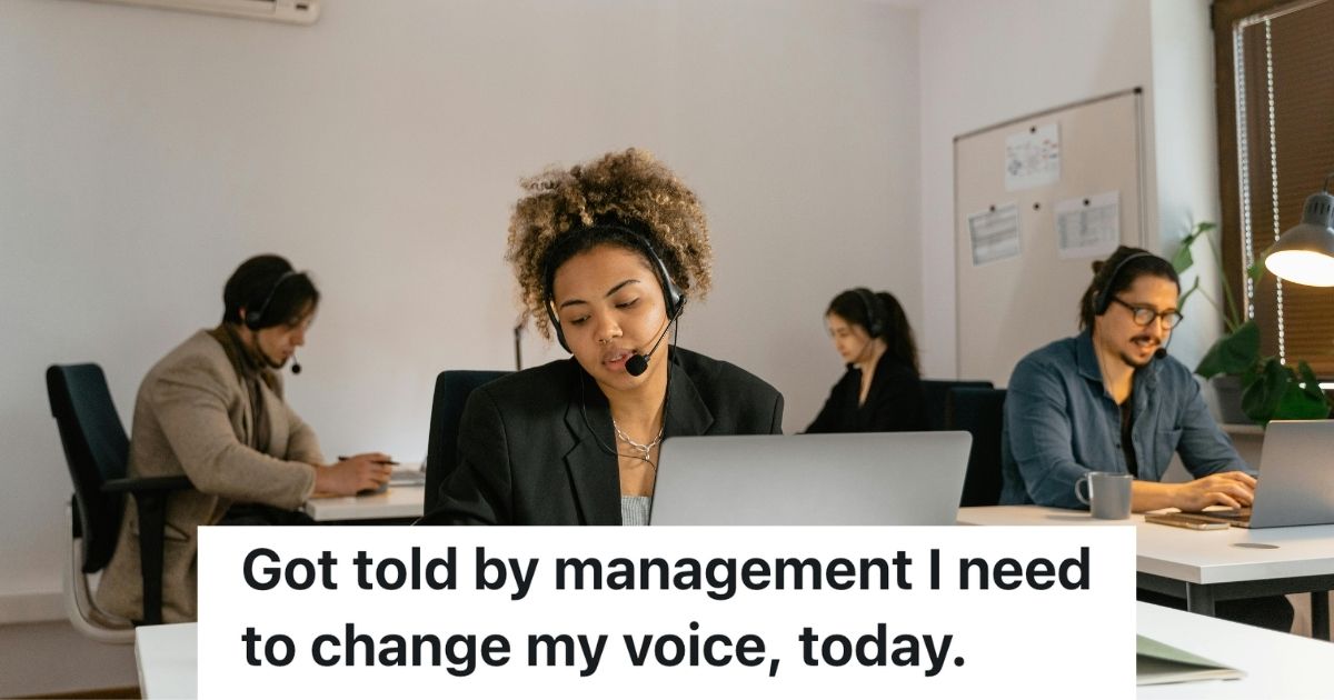 Call center worker wearing headset