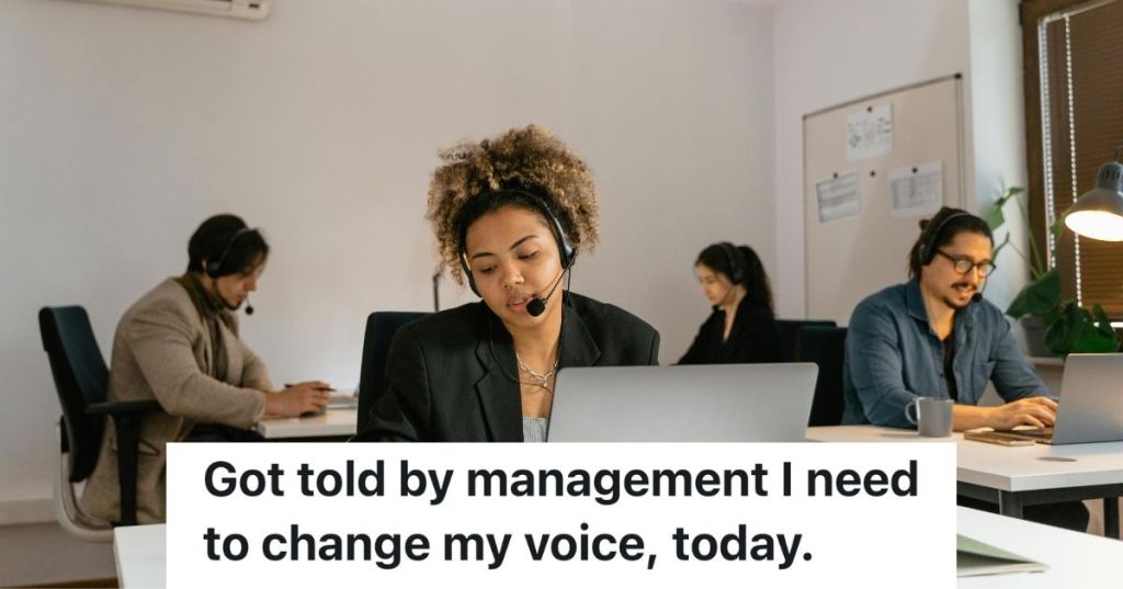 Call center worker wearing headset