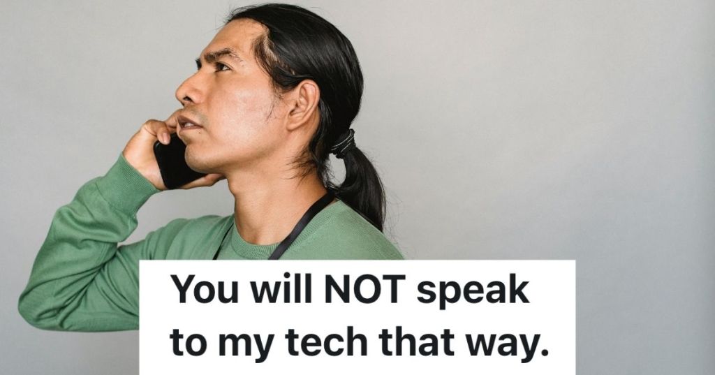 Man looking angry listens to phone