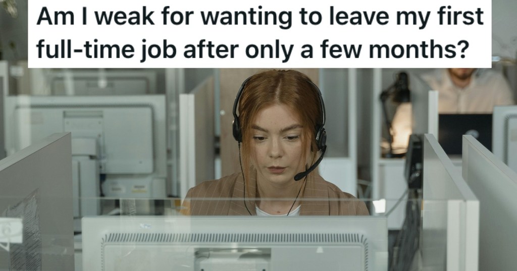 A young woman working in a call center