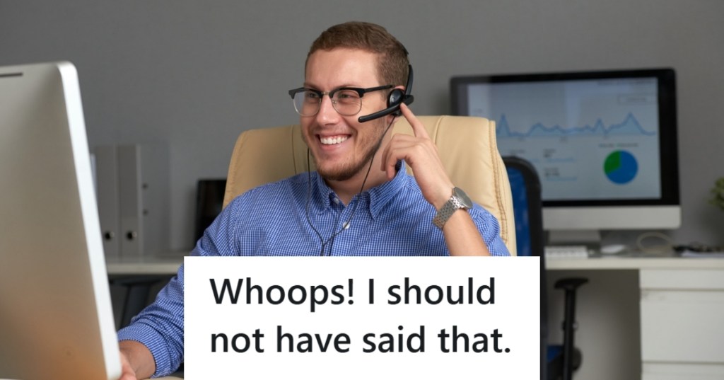 Call center employee laughing