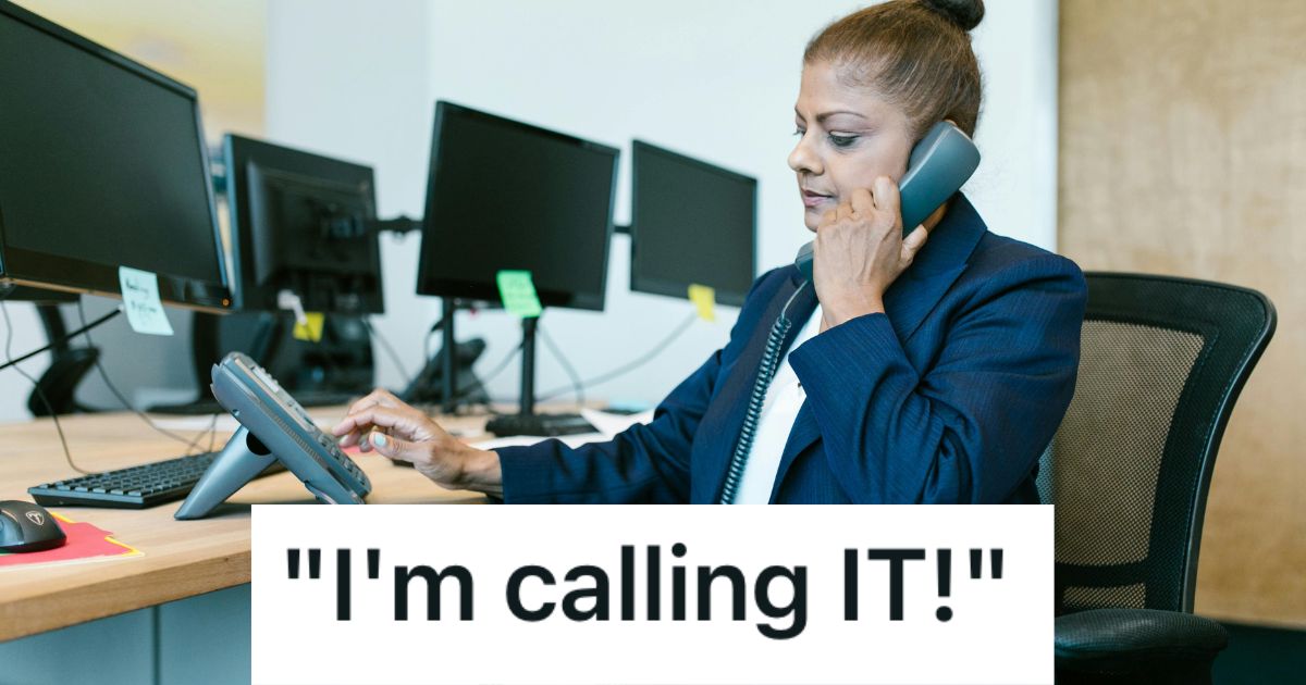 Woman in an office calling someone on the phone