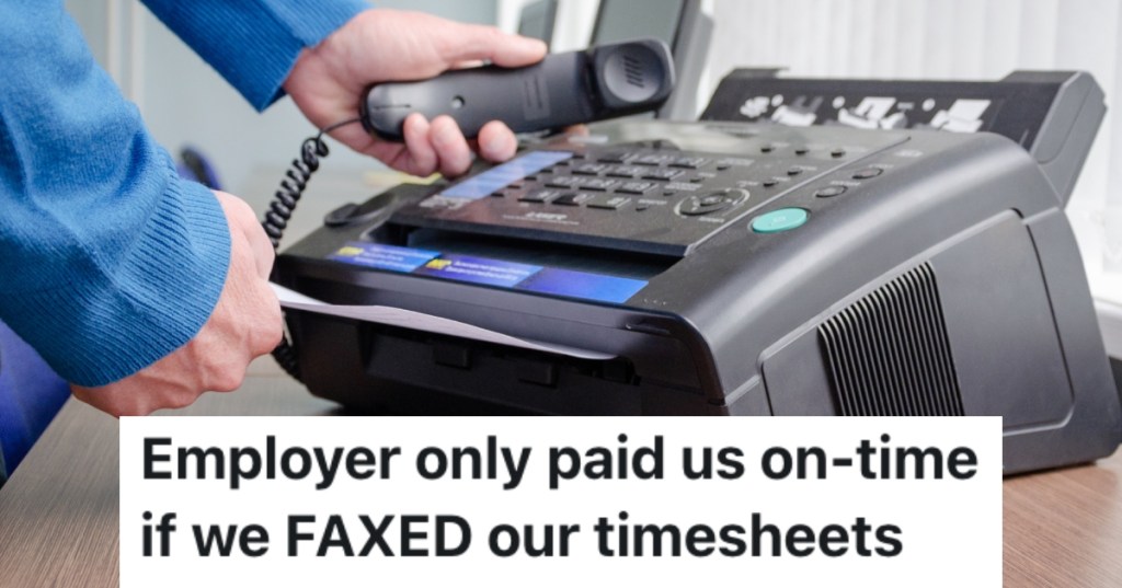 man using a fax machine