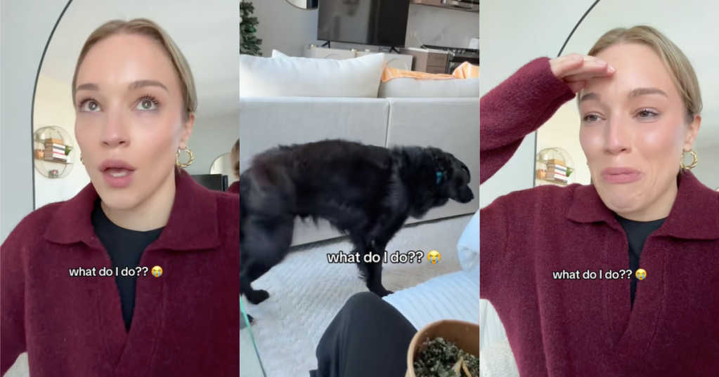 woman crying about a dog