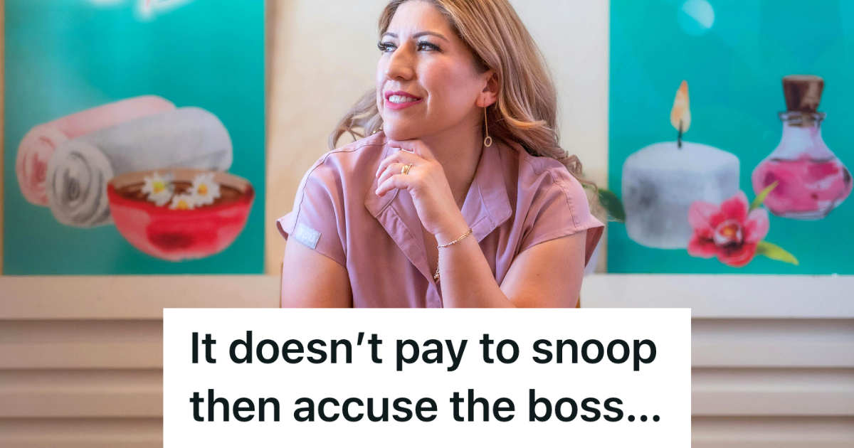 Salon Owner Was Accused Of Ripping Off Staff After An Employee Snooped Through Pay Envelopes, So She Scheduled Employee For Every Weekend Closing Shift Until She Changed Her Tune boss lady in pink shirt