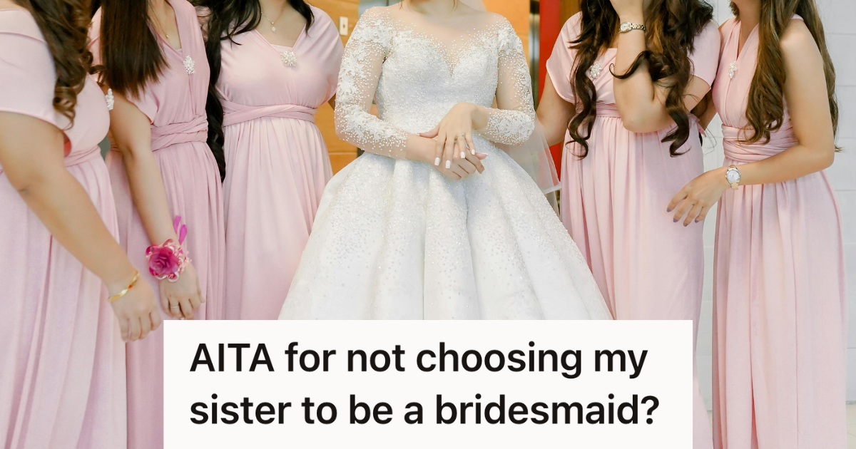 Bride Prioritized Peace Over Pleasing Everyone, So Her Sibling Turned Wedding Joy Into Family Drama bride surrounded by bridesmaids in pink dresses