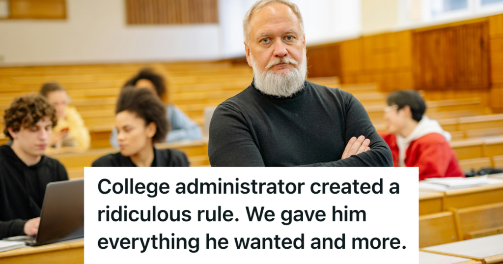 college professor standing in front of lecture hall