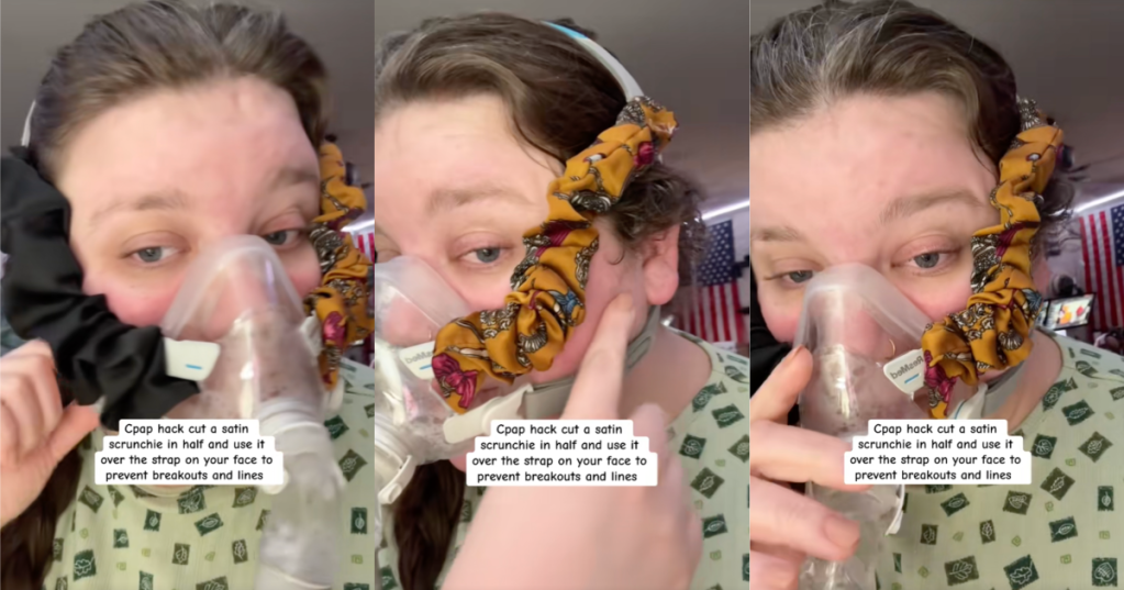 woman wearing a cpap