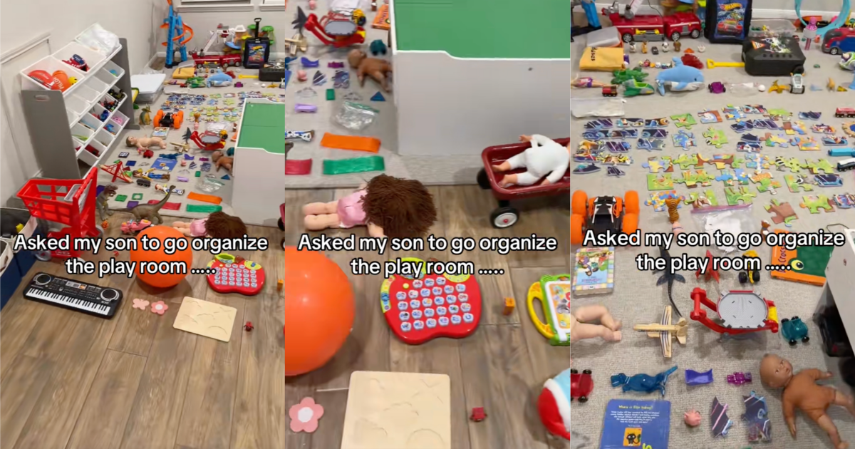 organized toys on a floor