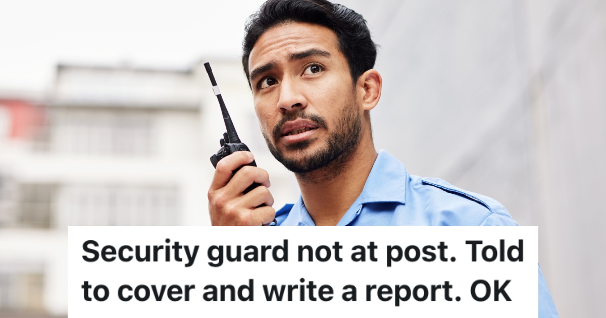 A Security Guards Fellow Employee Wasnt Doing His Job, So They Followed Orders And The Company Ended Up Losing The Job Patrolling The Property security guard with a walkie talkie