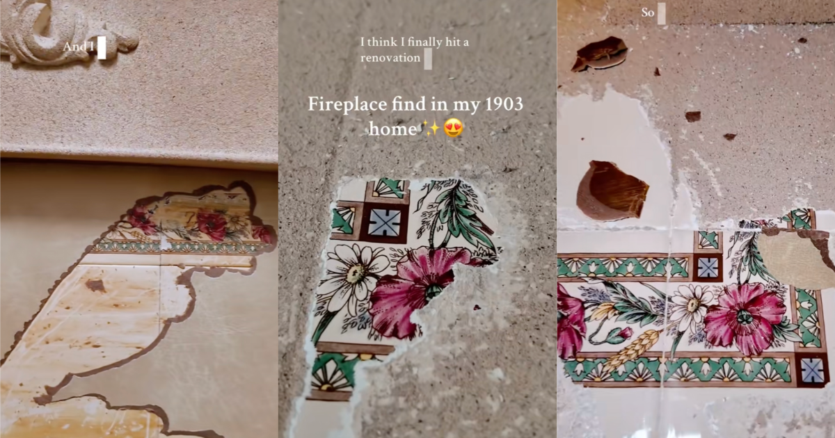 tiles on an old fireplace