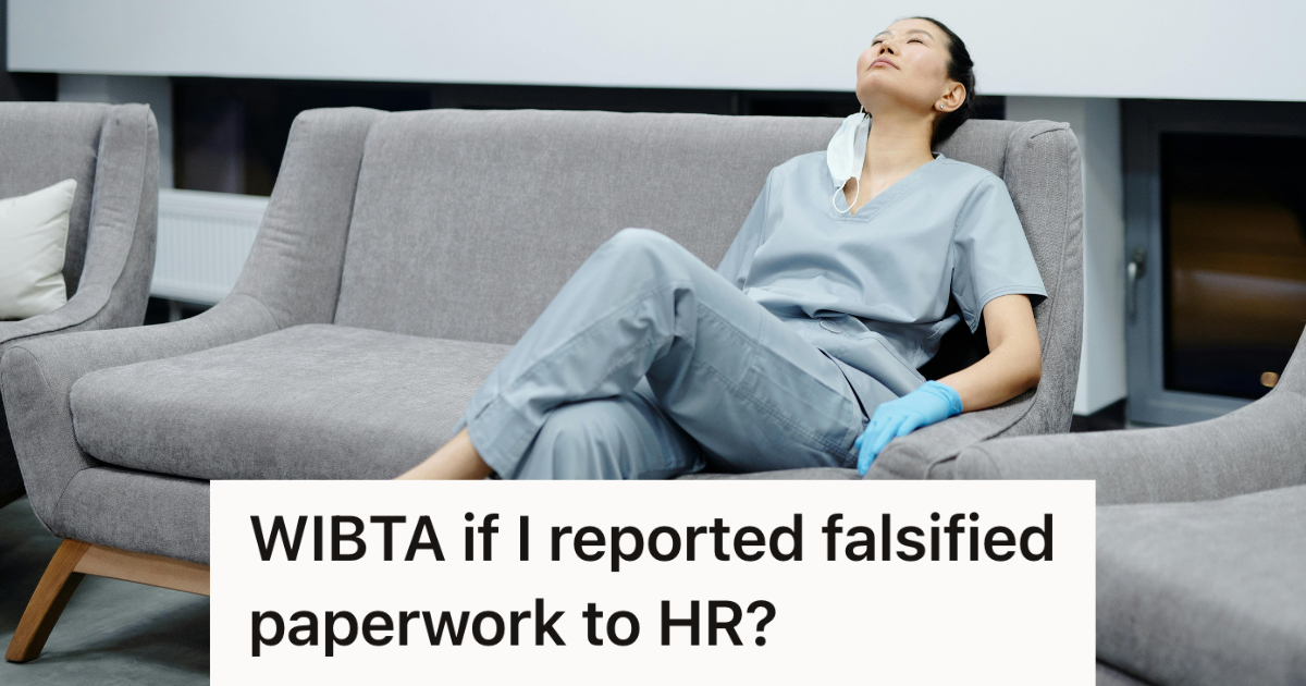 exhausted woman in scrubs laying on couch