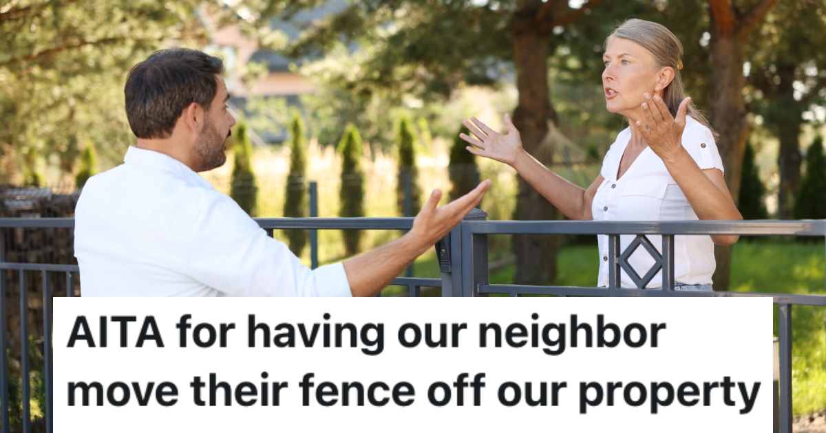 people arguing over a fence