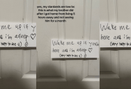 A Woman Got A Sweet Note From Her Brother When He Came Back Home After Living 5 Hours Away