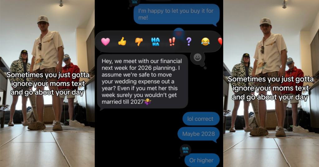 man texting with his mom