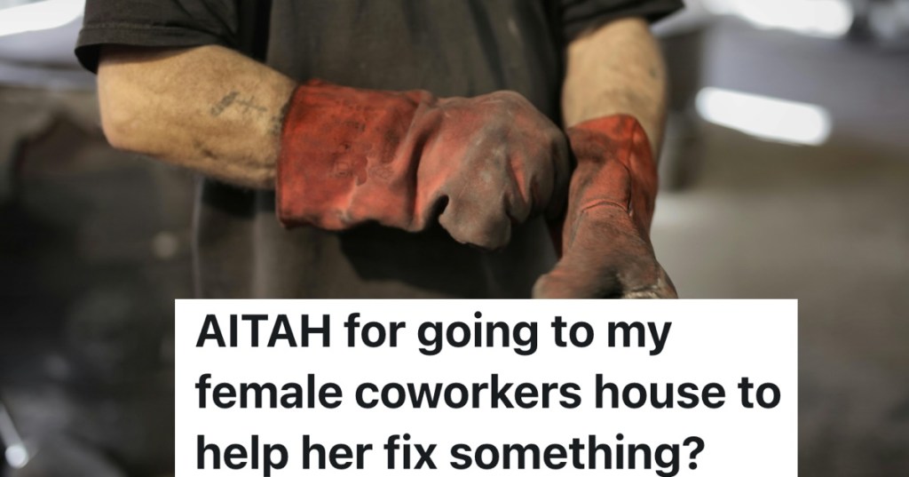 person wearing work gloves