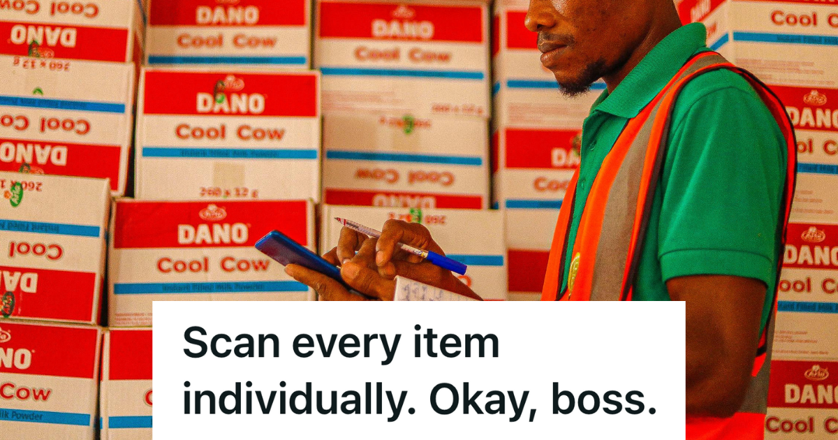 grocery store employee taking inventory