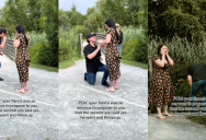 ‘I am so glad our photographer captured this on camera.’ – A Man Got Nervous When He Proposed To His Girlfriend, And He Lost His Lunch