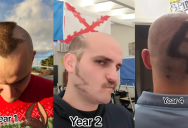 A Teacher Showed Off All The Ridiculous Haircuts His Students Have Given Him Over The Years