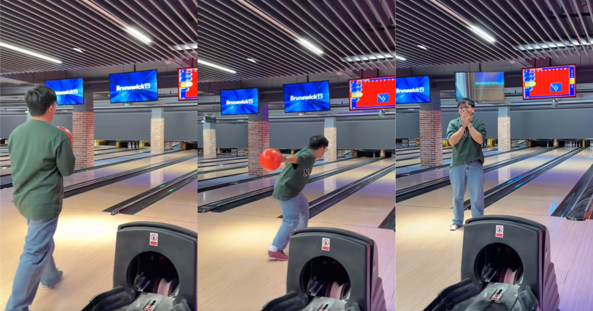 man at a bowling alley