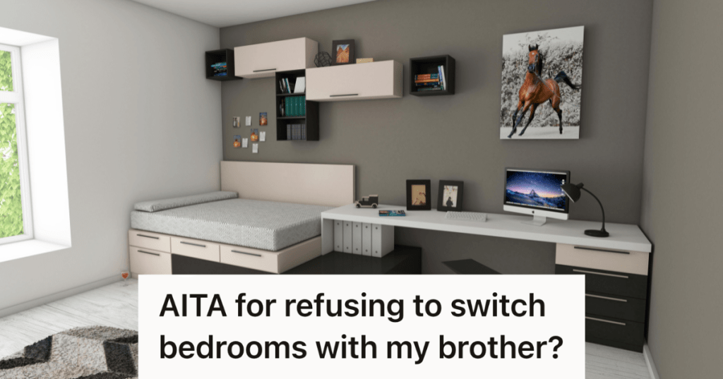 modern bedroom with gray walls