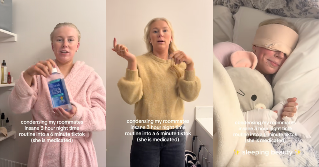 woman talking about her bedtime routine