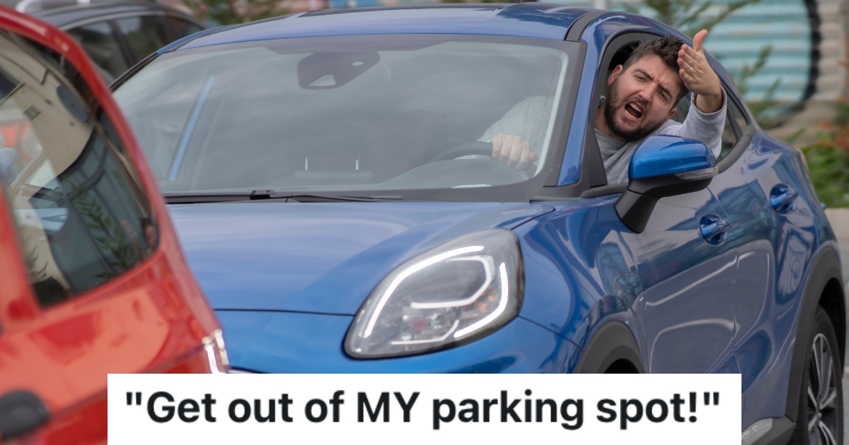 man yelling in a parking lot