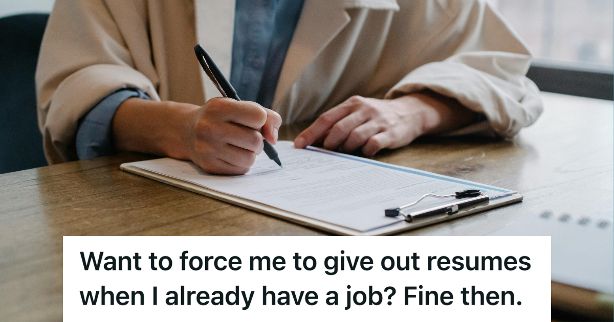 person filling out a job application