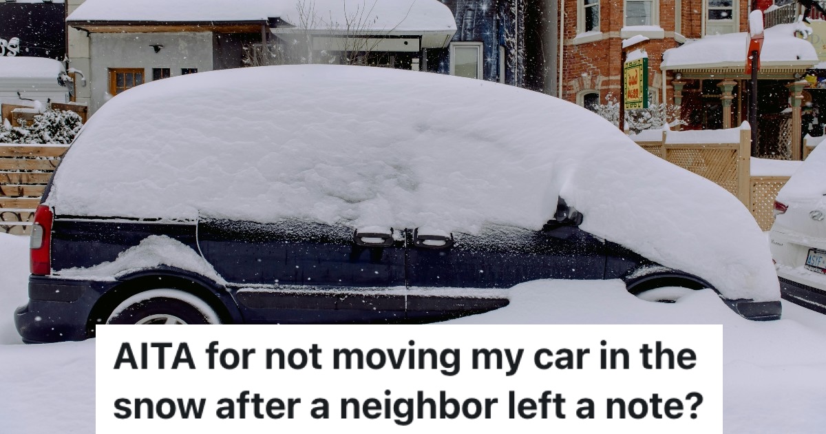 snow-covered minivan