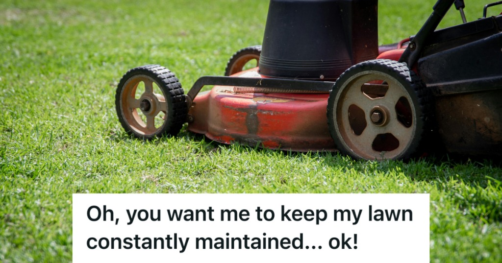 red lawn mower in grass