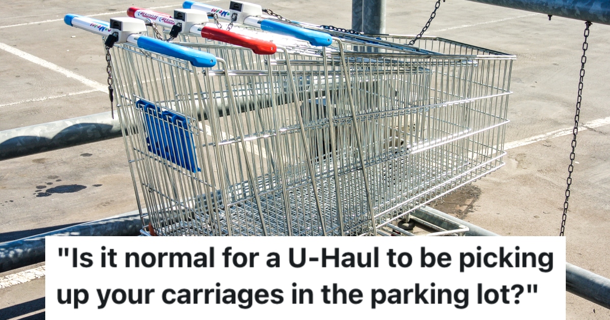 grocery carts in a parking lot
