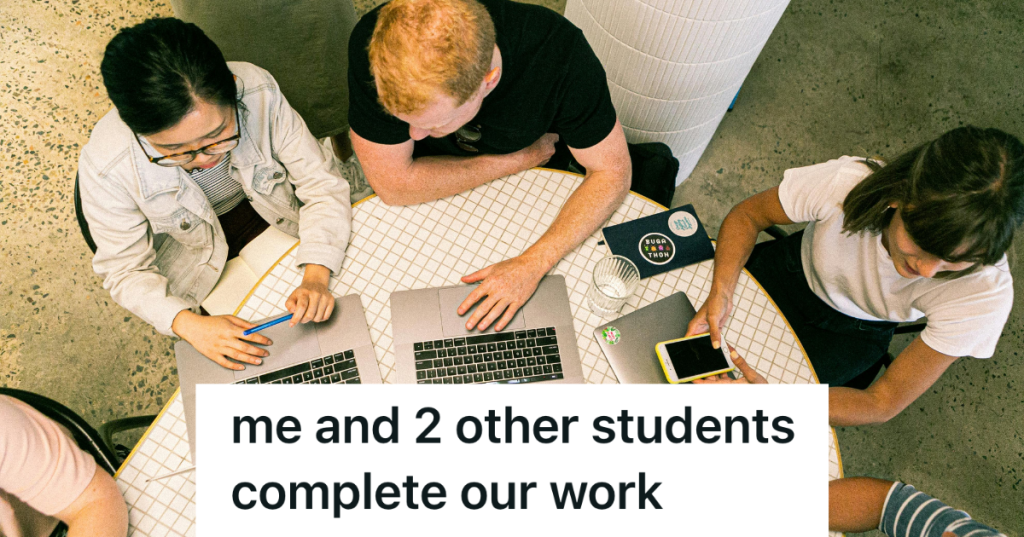students working on group project