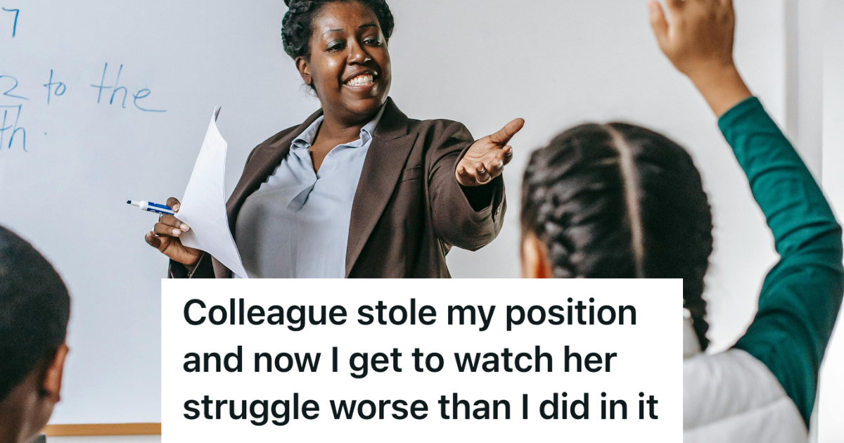 Teacher Was Pushed Out Of A Leadership Role After A Colleague Questioned Her Competence, So The Colleague Discovered The Job Was Far Harder Than It Looked woman teaching a class
